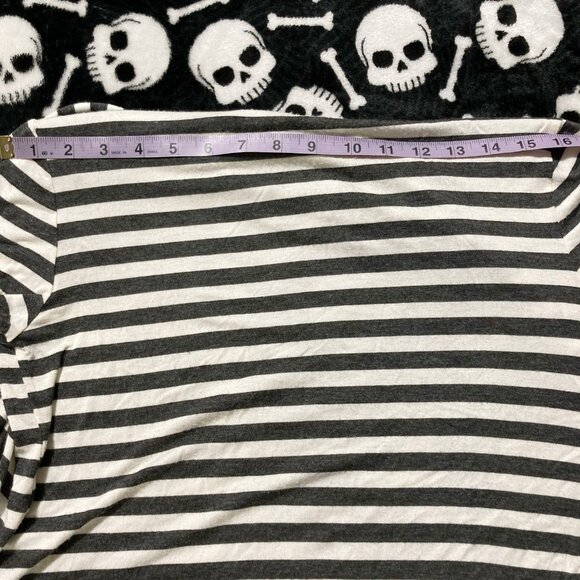 REBEL SUGAR Grey creamy white horizontal striped open front cardigan ~ SMALL MED - Picture 11 of 14